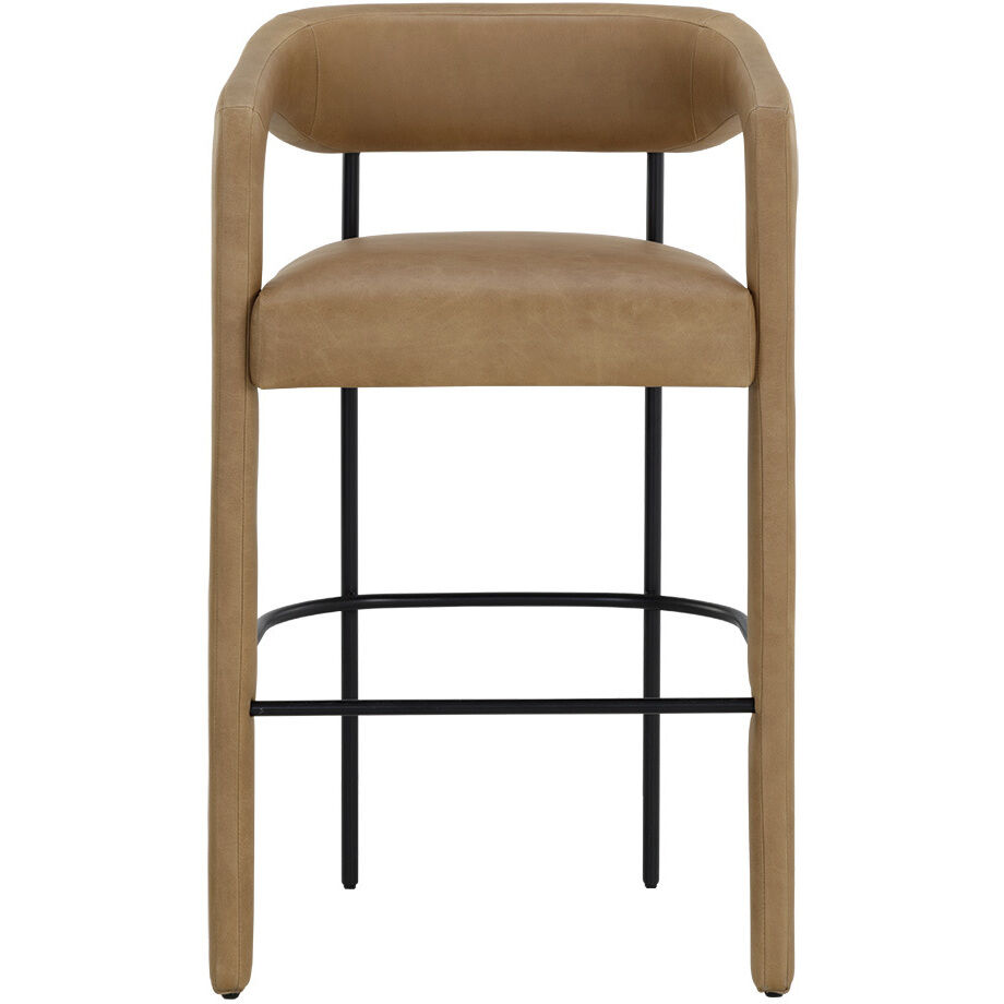 Mavia 39 inch Ludlow Sesame Leather Barstool